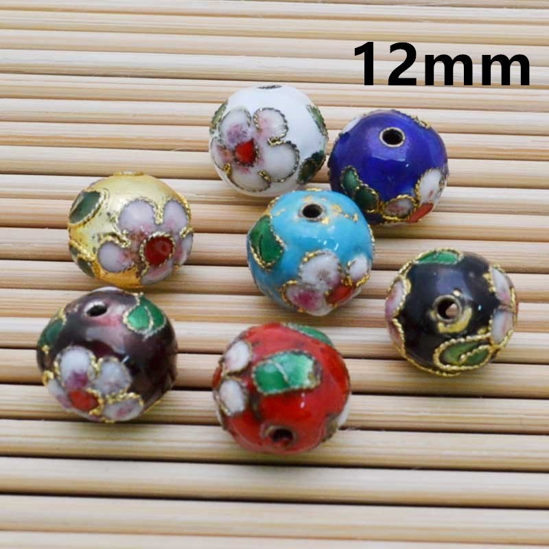 Perline Cloisonne tonde con foro passante 12mm 4pz - colori vari | GDO