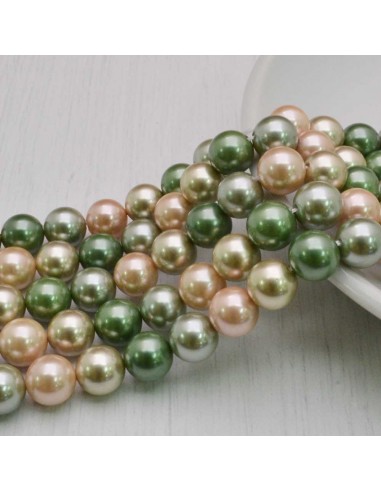 Perle Di Madreperla multicolor rotondo 8 mm base verde 49 pz per tuoi  gioielli