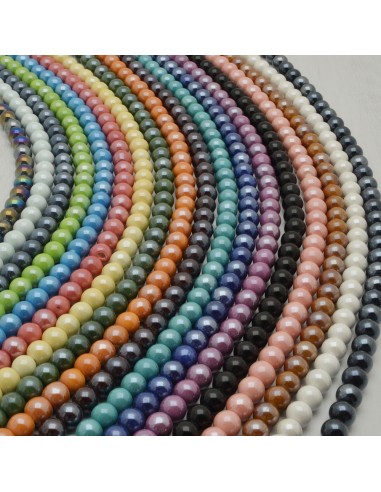 Perle in ceramica 8 mm tonda smaltata 47 pz per bijoux collana bracciali orecchini