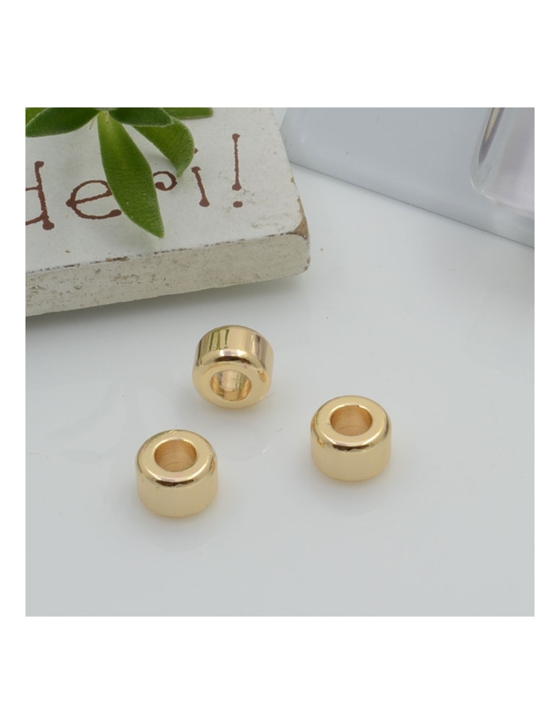 Distanziatori a palline tubolare in ottone liscio oro 4 x 6 mm foro 3 mm 2  pz idea per bracciale fai da te Gioie d'Oriente