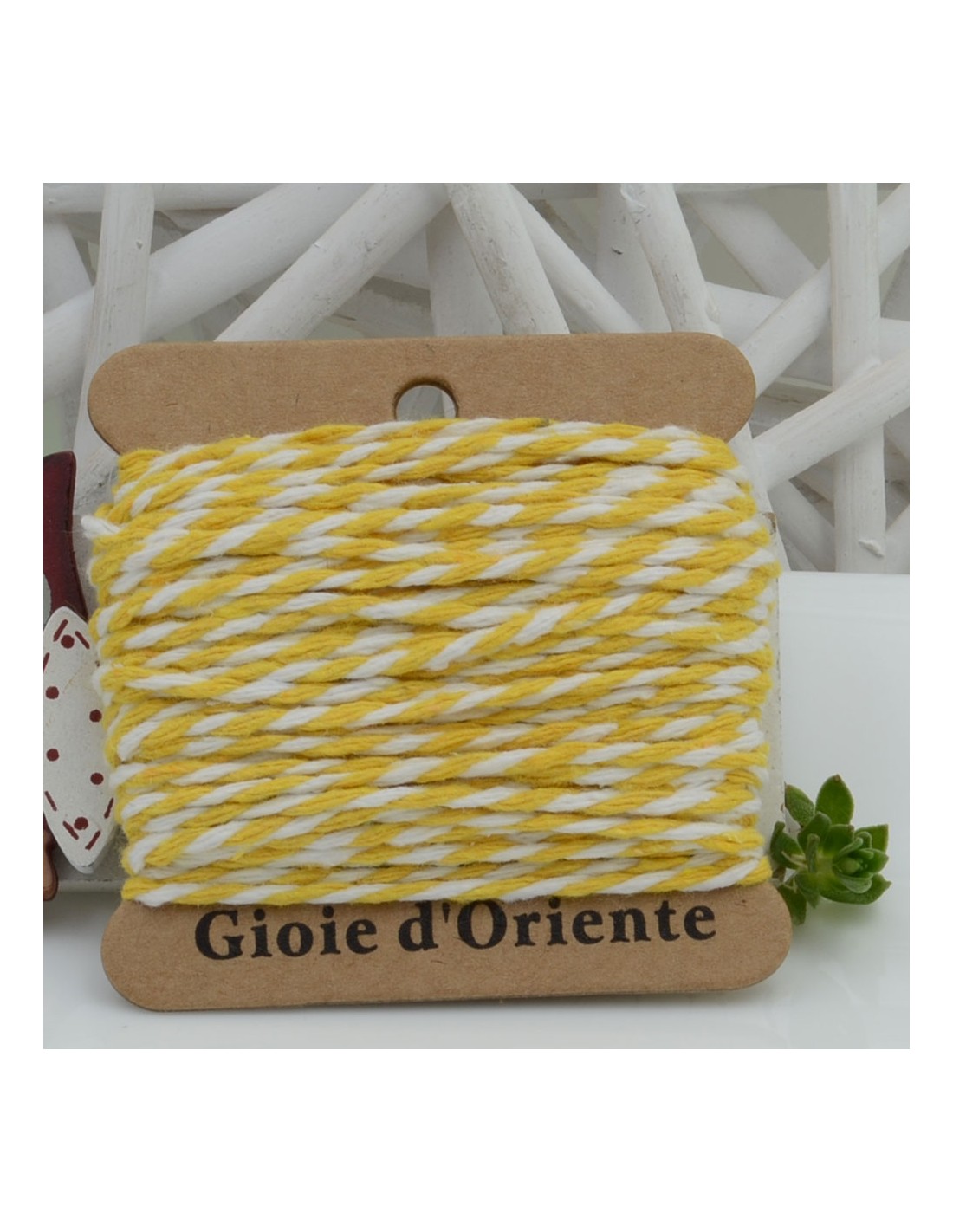 Filo di cotone bicolor intrecciato: bianco e giallo