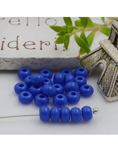 Perline di vetro a rondella con foro largo colore bluette 3x4mm 70pz | GDO