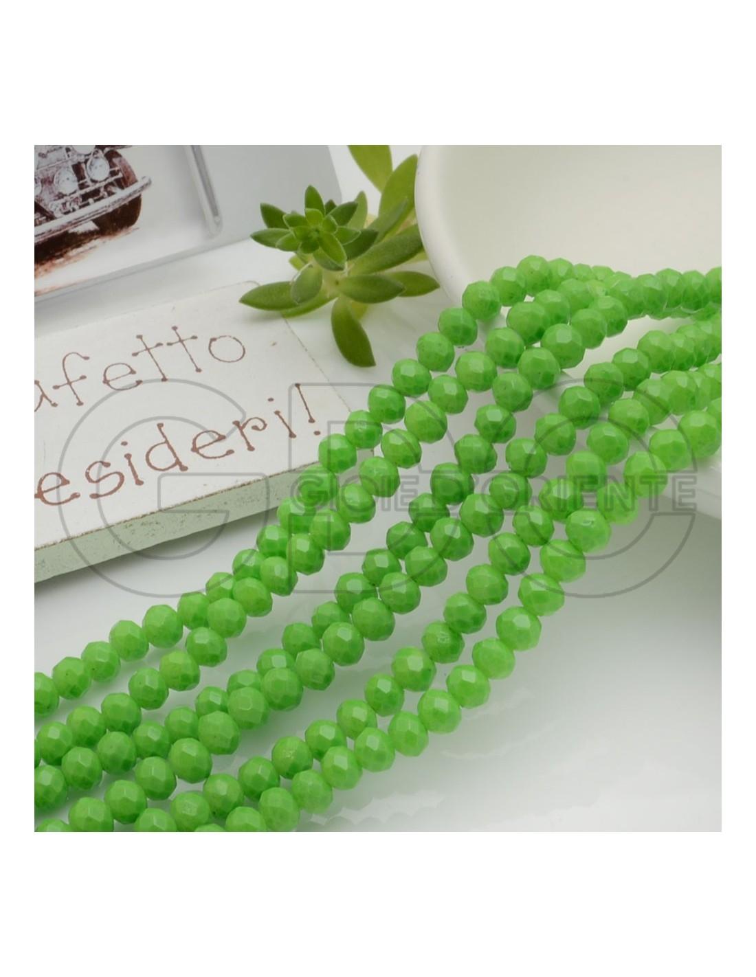 Fili di Cristalli Verde Fluo Rondelle 3x4mm Sfaccettati Briolette 125 a  145pz