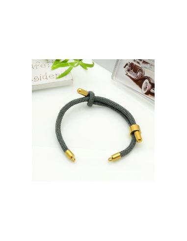 Base bracciale in corda regolabile con terminali in acciaio 3mm 1pz