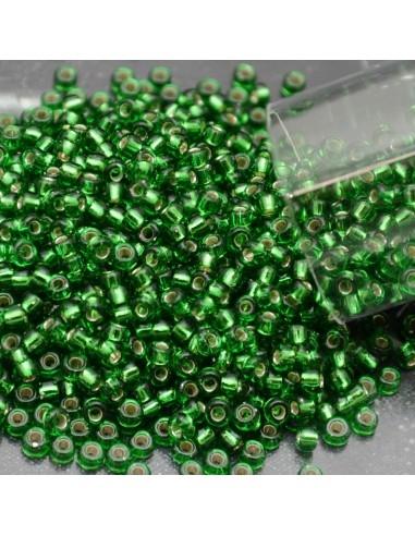 Perline Rocaille Miyuki 11/0 Silver Lined Green da 10g Misurano 2mm|GDO