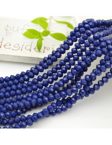 Fili Mezzi Cristalli Blu pieno Rondelle Sfaccettate 2.5x3.5mm 110pz